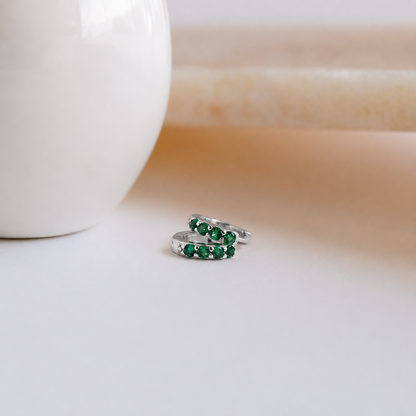 Emerald Huggie Hoops