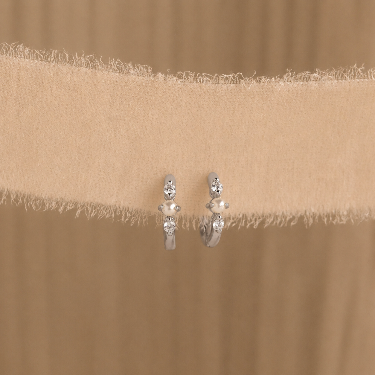 Pearl Diamond Huggies