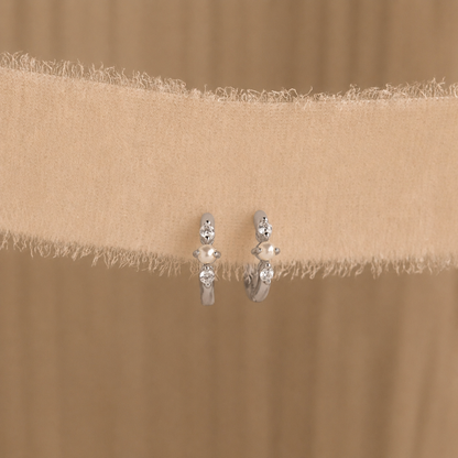 Pearl Diamond Huggies