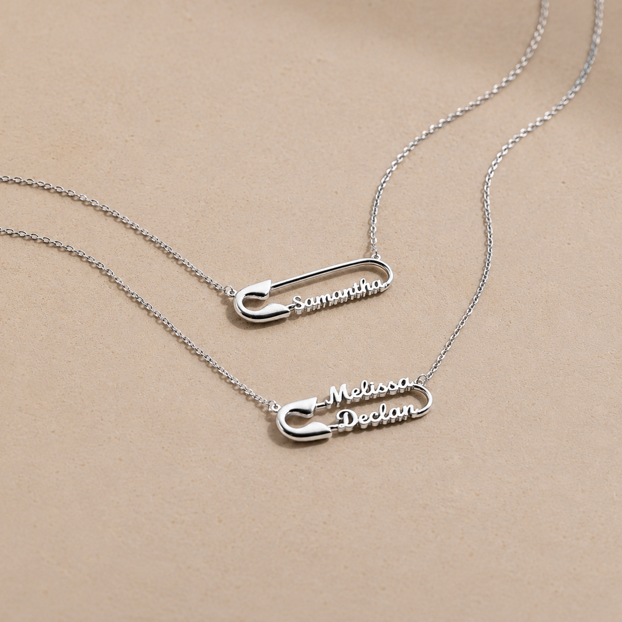 Safety Pin Name Necklace