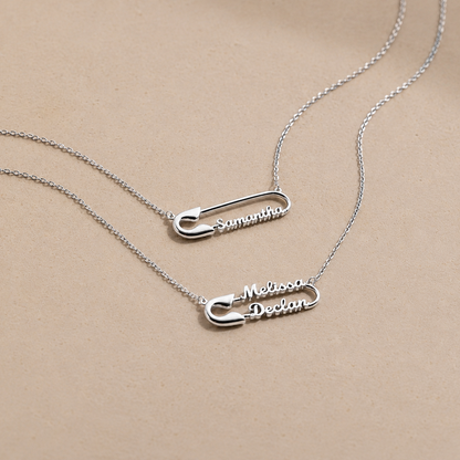 Safety Pin Name Necklace