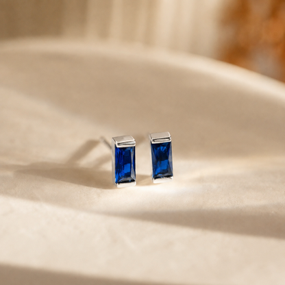 Baguette Birthstone Stud Earrings