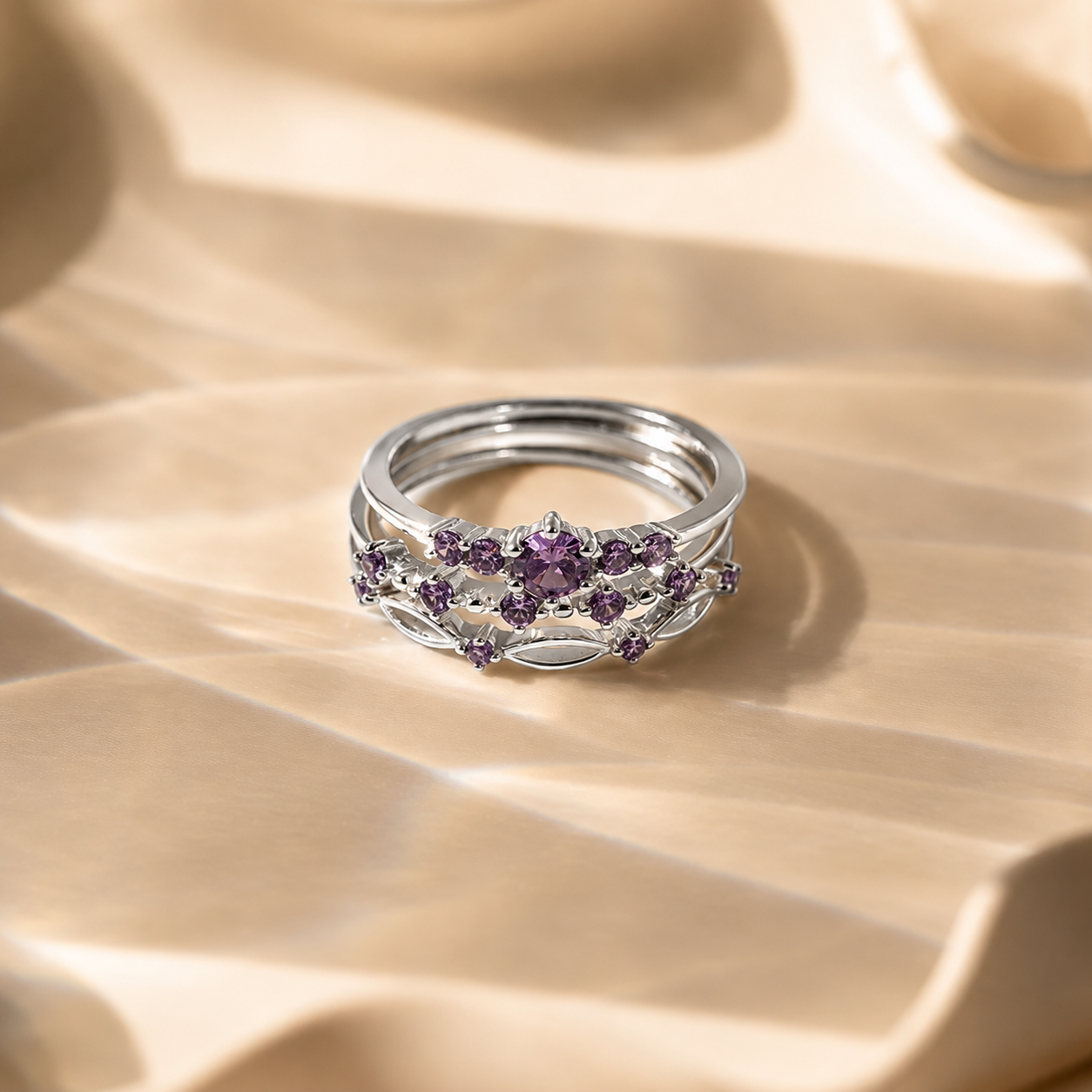 Amethyst Stacking Ring Set