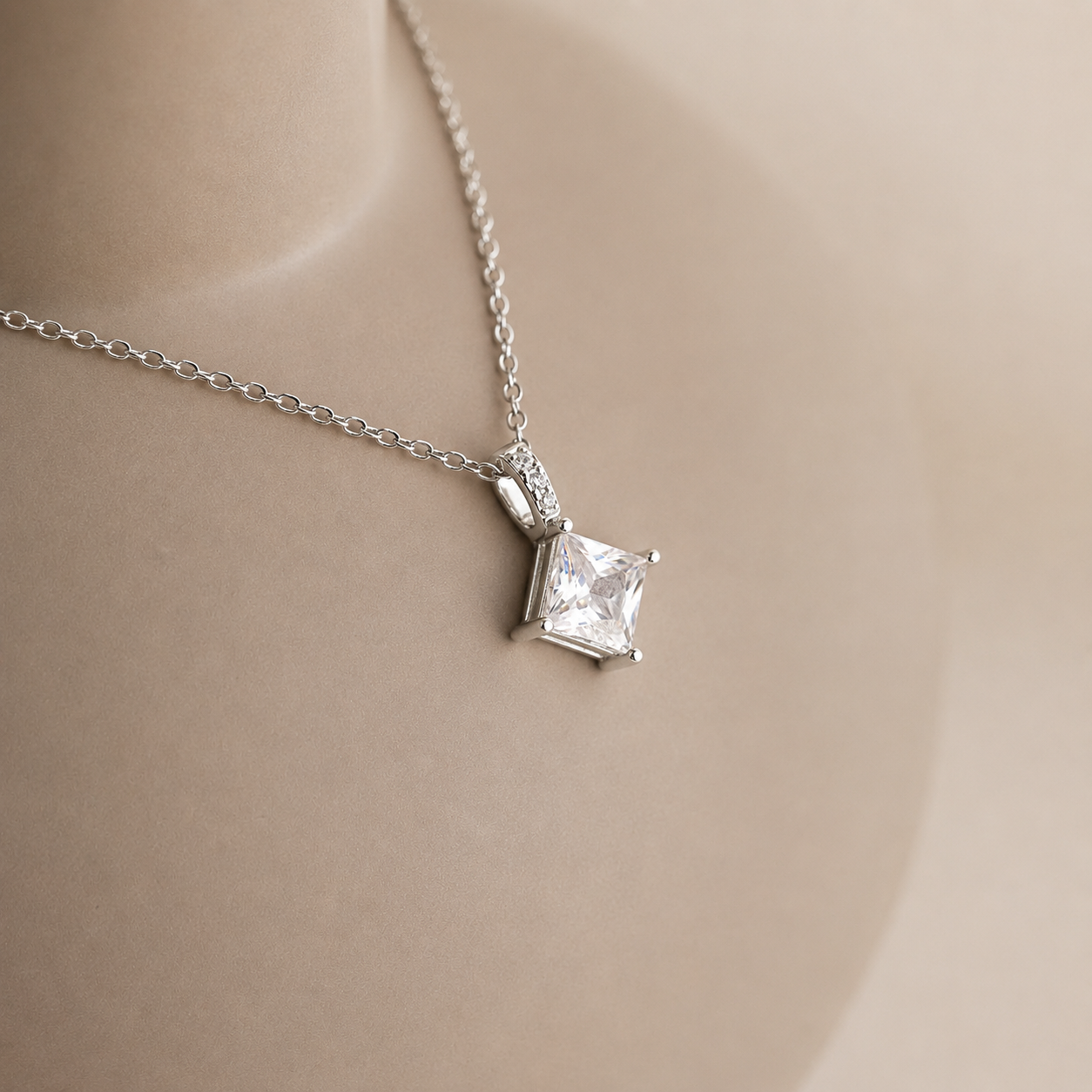 Princess Cut CZ Diamond Pendant