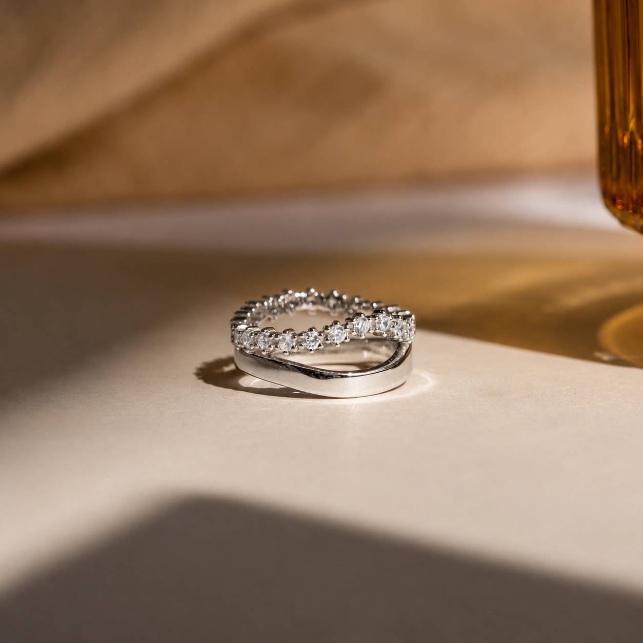 Wave Diamond Duo Ring