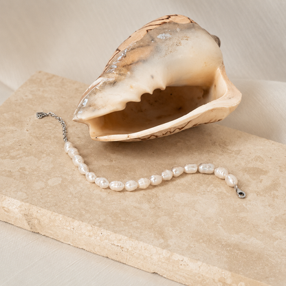 Bold Pearl Bracelet: 18K Gold Sterling Silver with 7-8mm Baroque Pearl