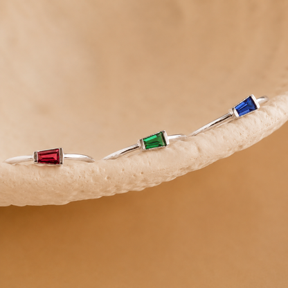 Irregular Baguette Birthstone Ring
