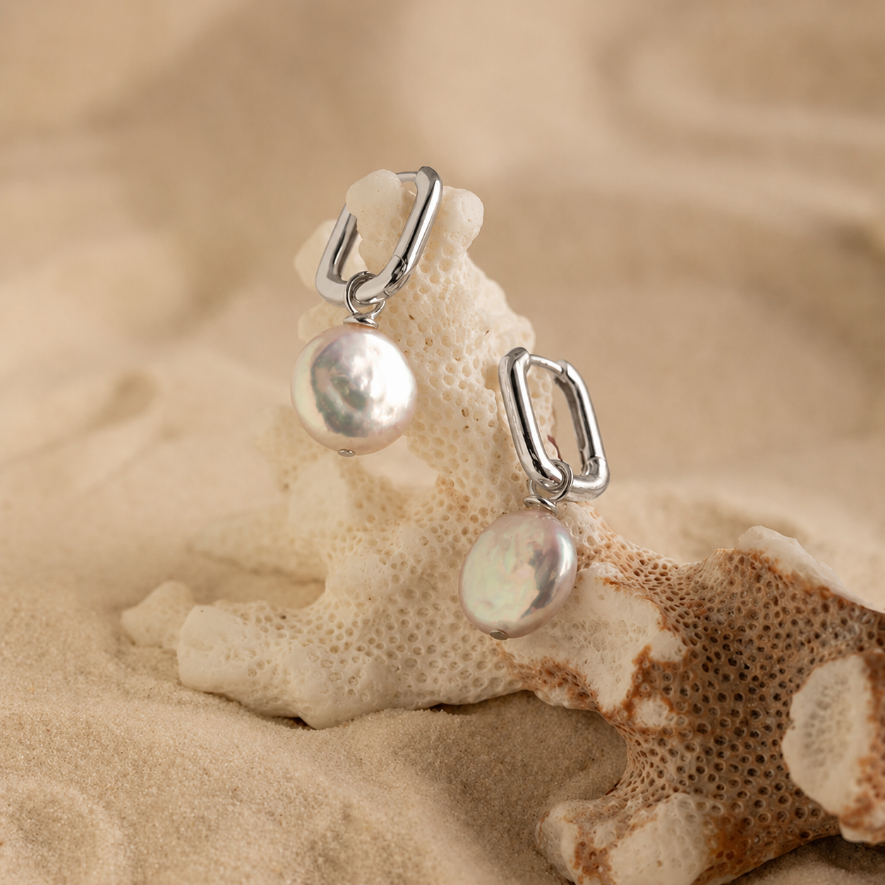 Bridget Pearl Hoop Earrings