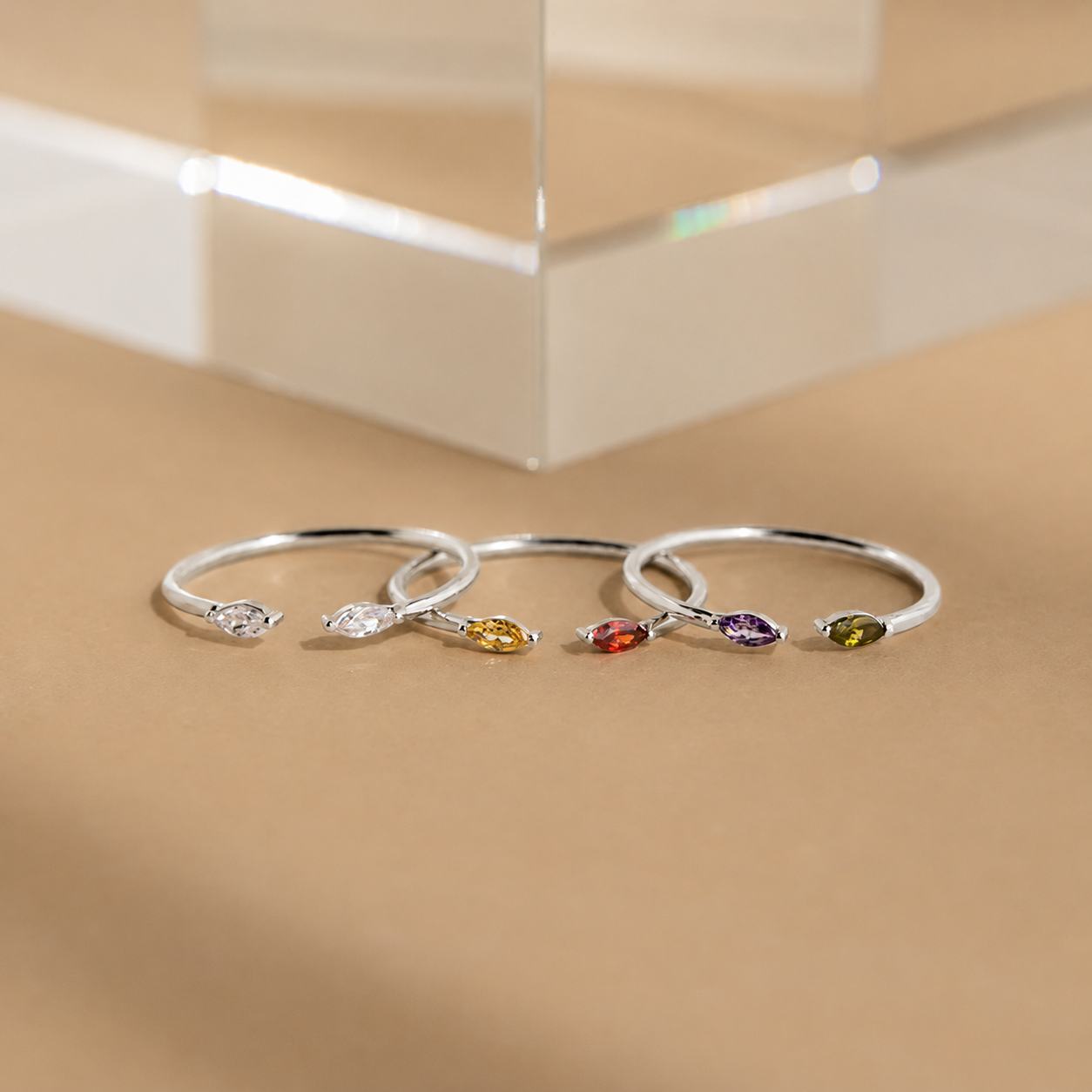 Duo Marquise Birthstone Ring
