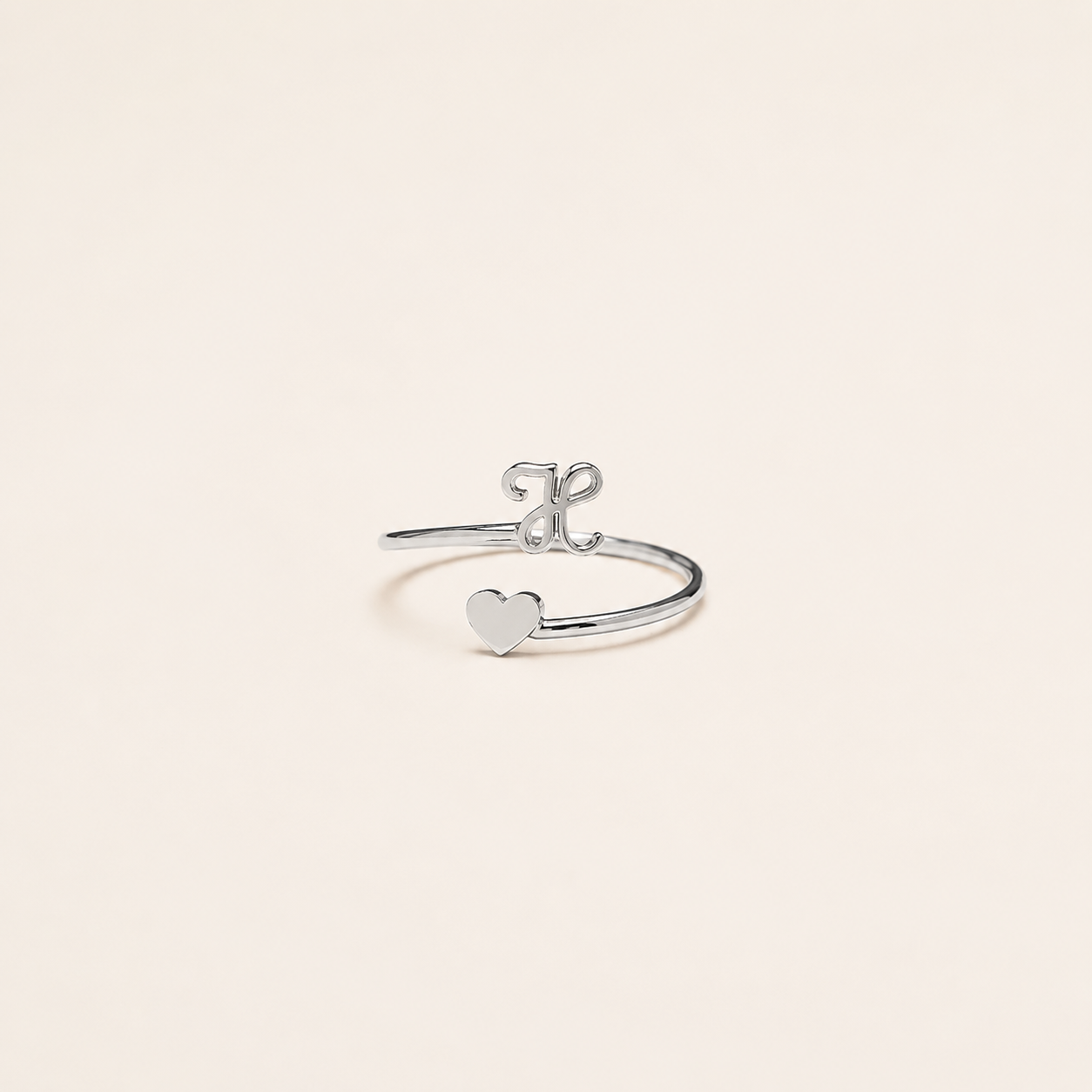 Initial Heart Wrap Ring