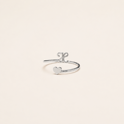 Initial Heart Wrap Ring