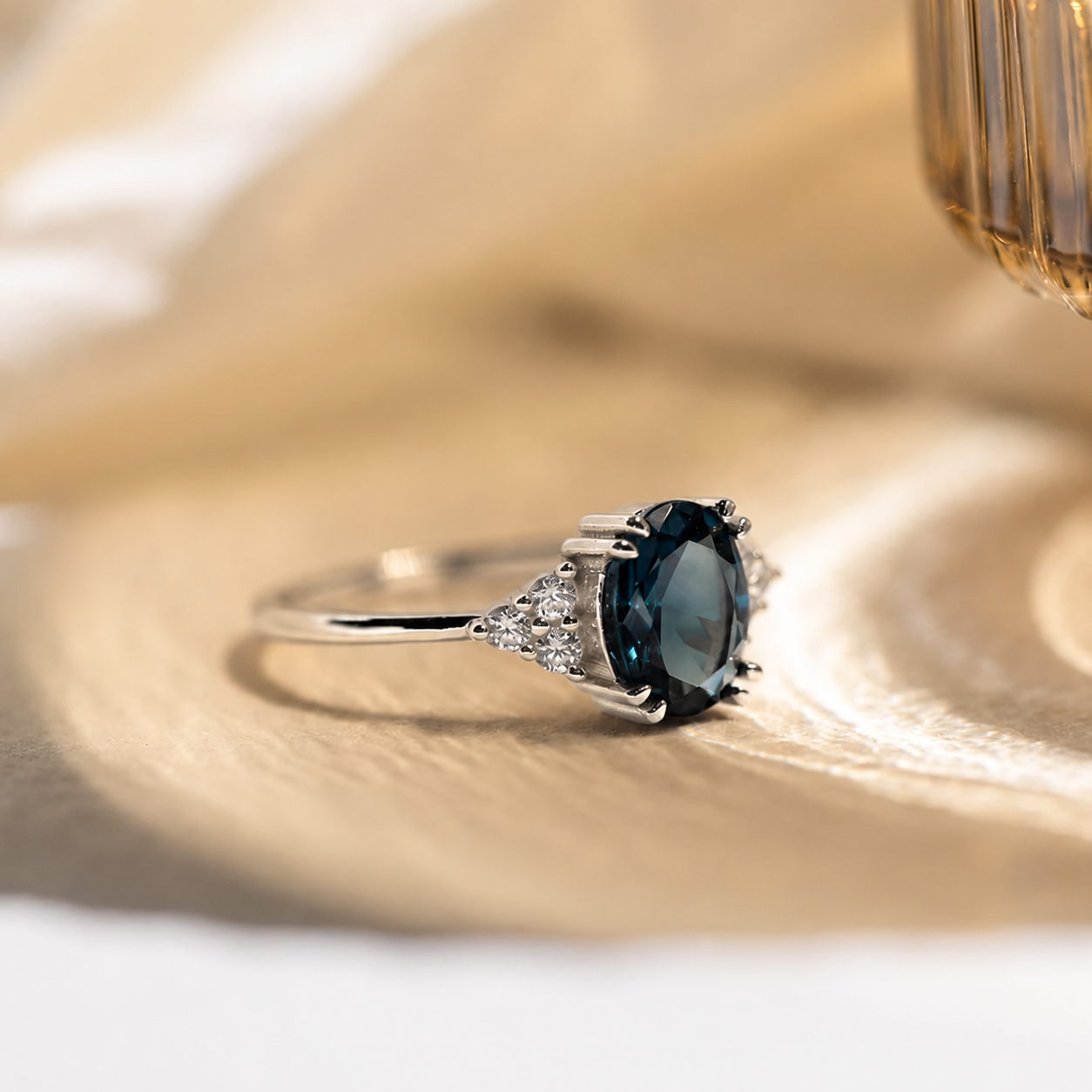 Blue Topaz Diamond Ring