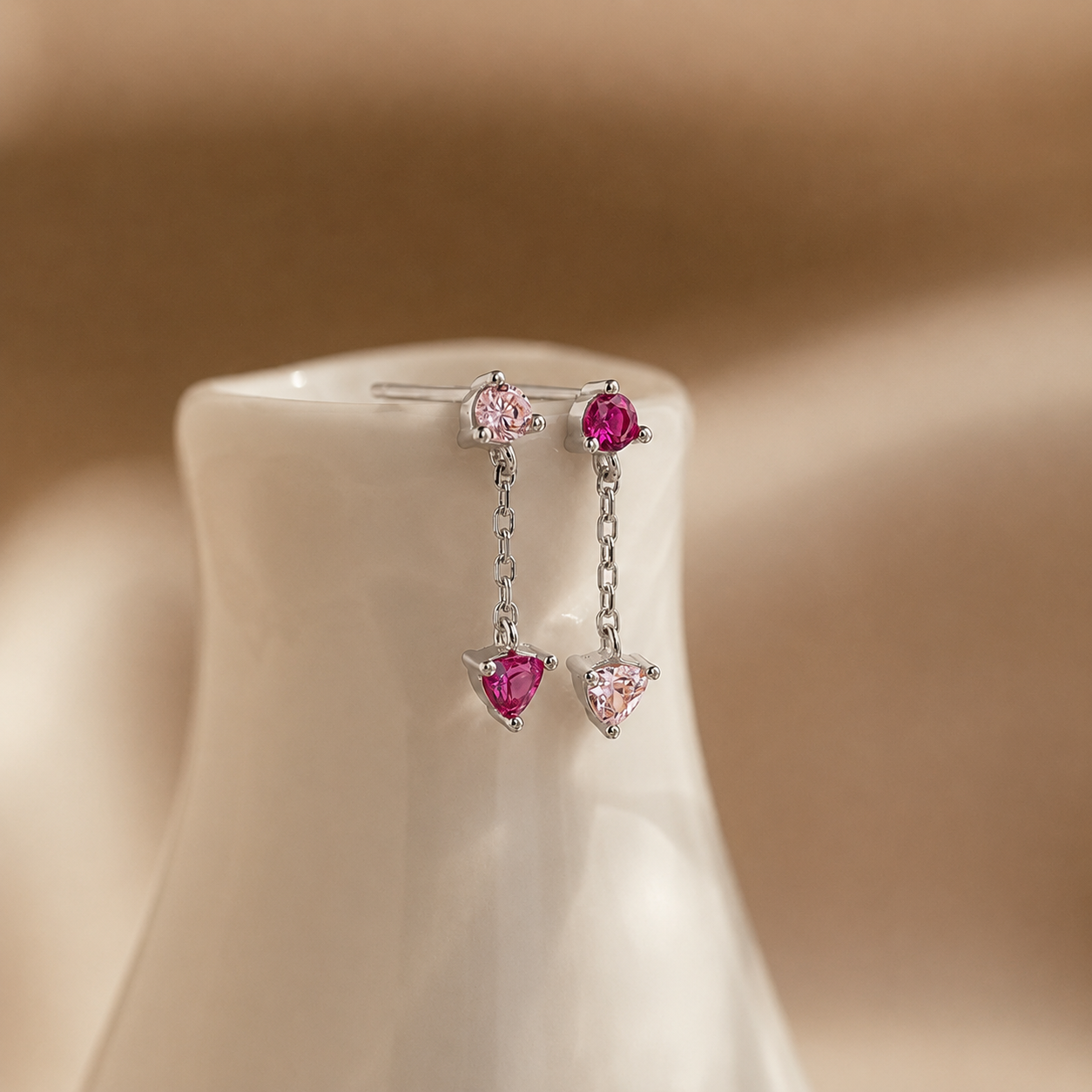 Mixed Pink Drop Earrings