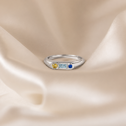 Tri-Gemstone Birthstone Signet Ring