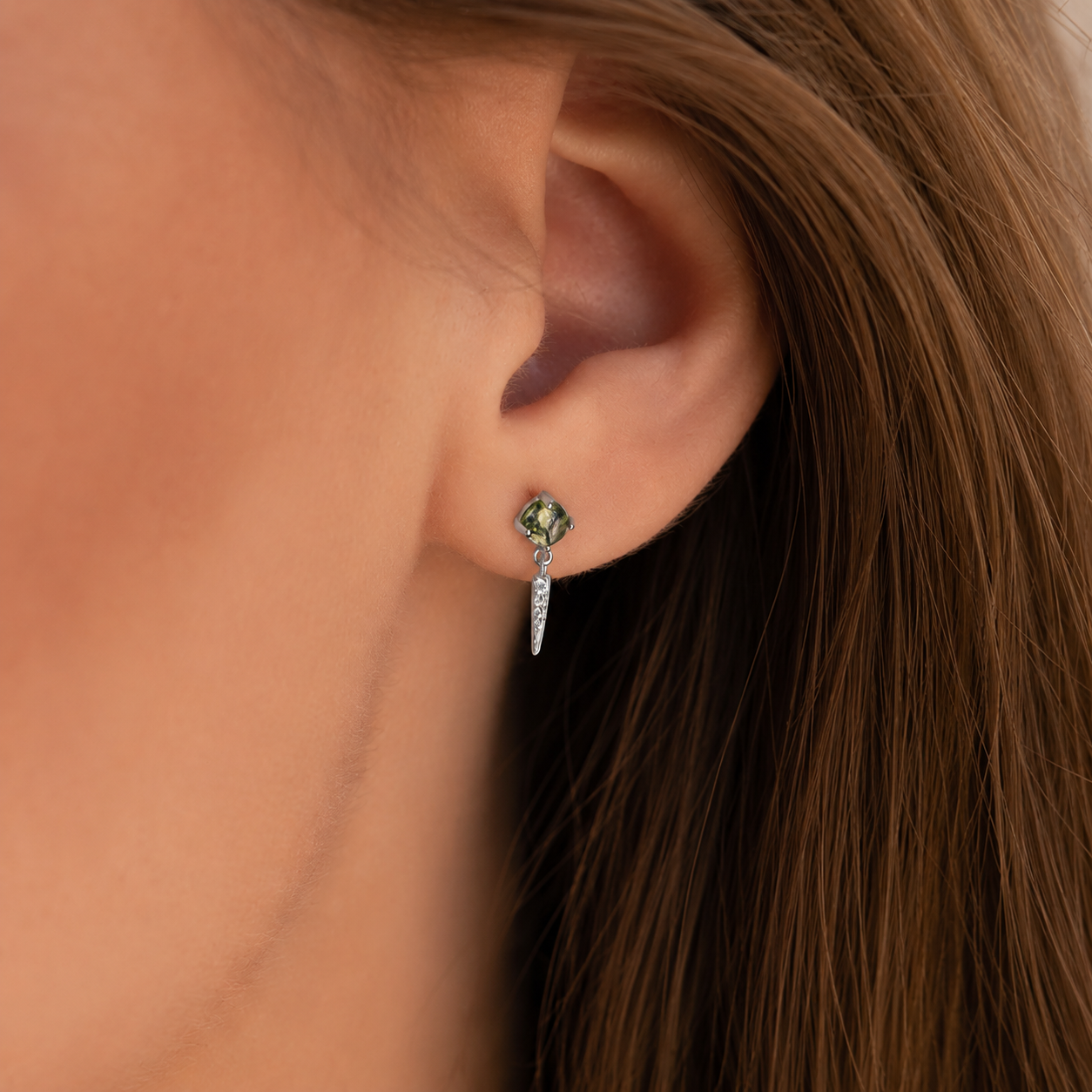 Agate Diamond Drop Earrings