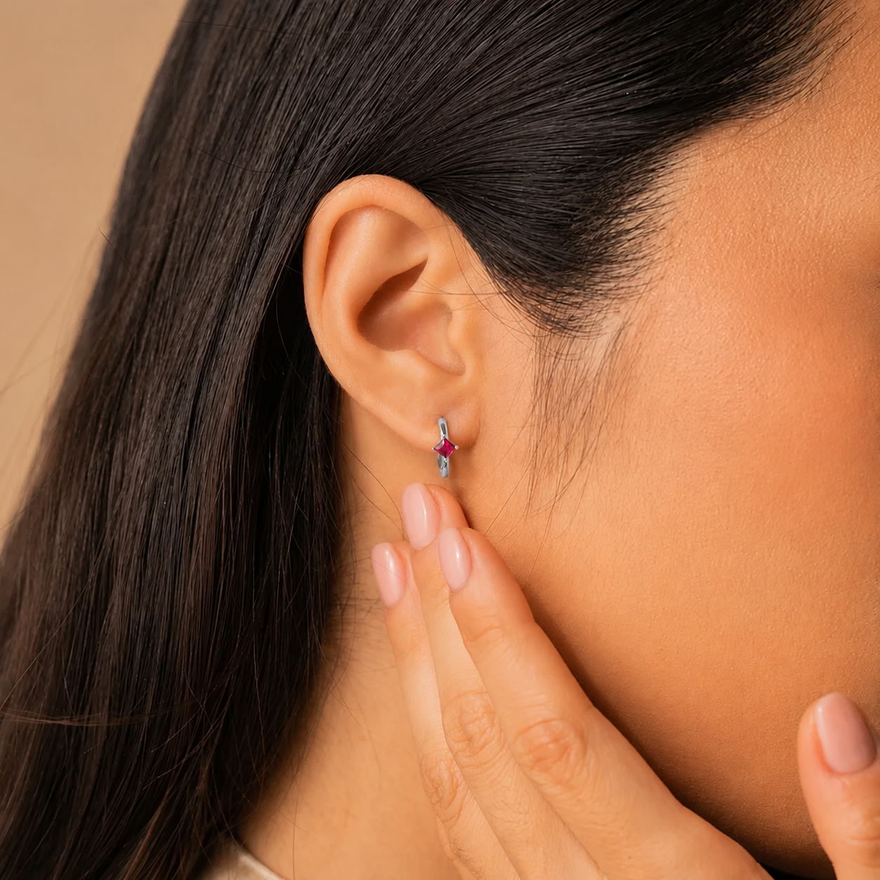 Athena Birthstone Huggie Earrings