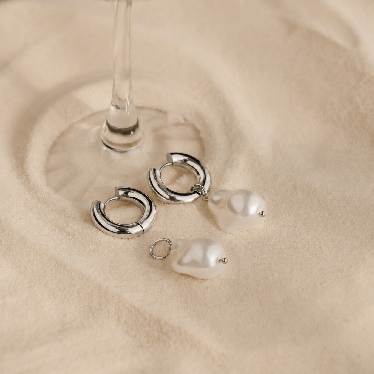 Baroque Pearl Drop Hoop Earrings