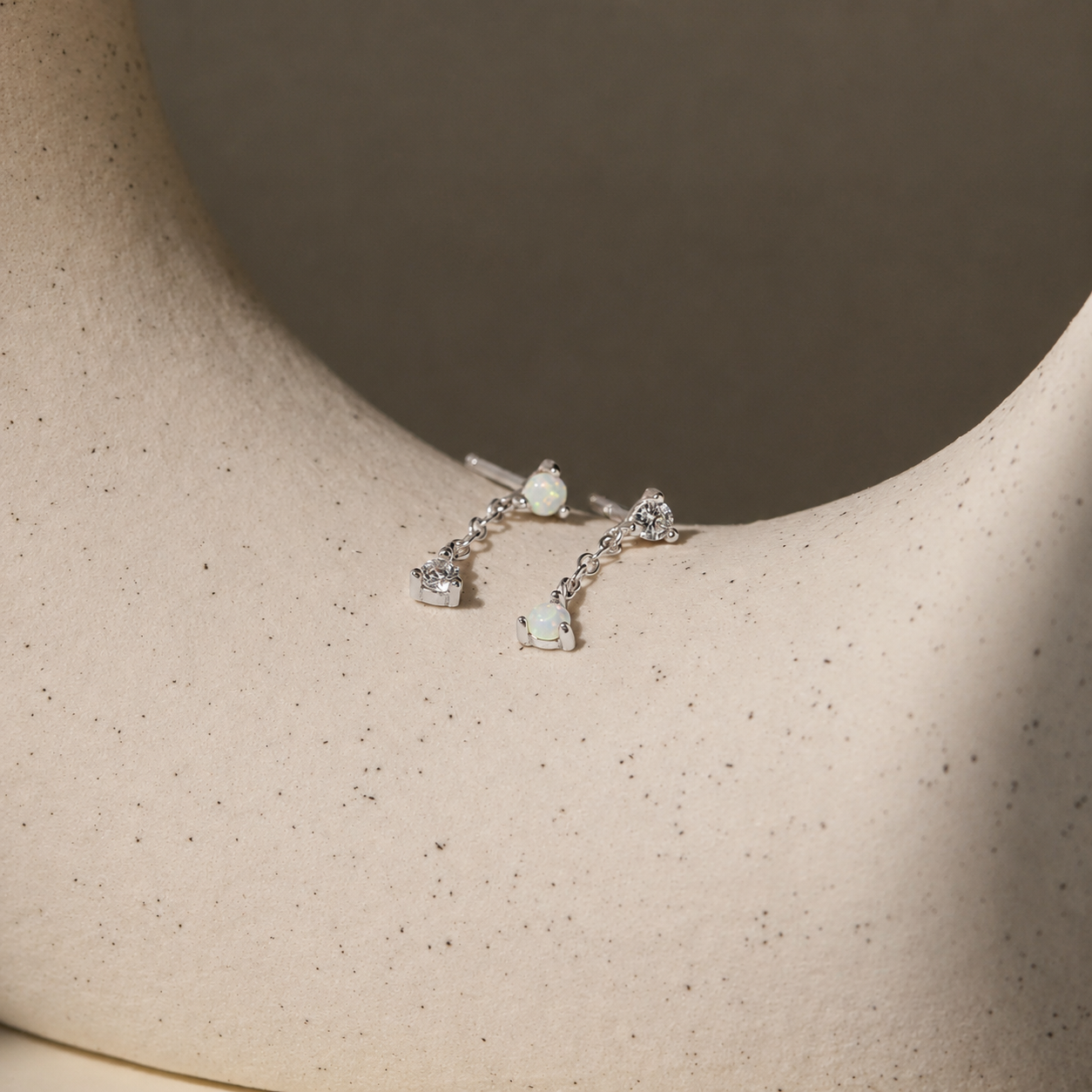 Opal Drop Stud Earrings