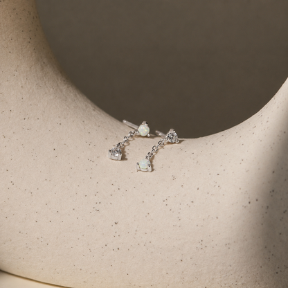 Opal Drop Stud Earrings
