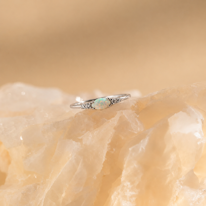 Marquise Opal and Diamond Ring