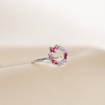 Empress Ruby Gemstone Cluster Circle Ring: Radiant Feminine Power