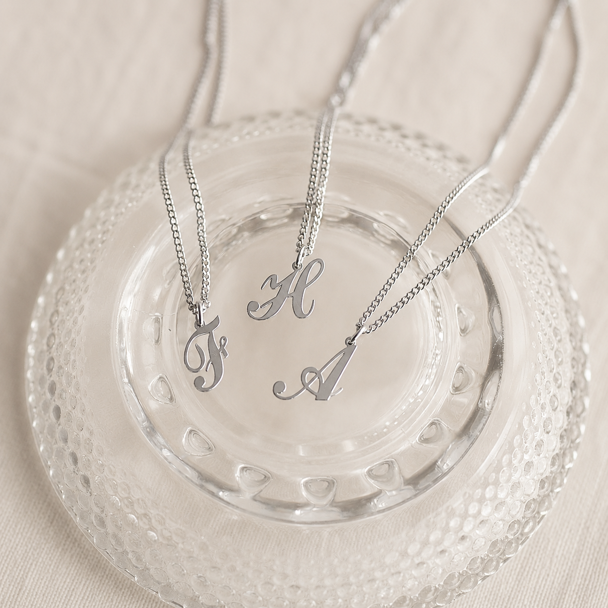 Old English Initial Necklace with Curb Chain
