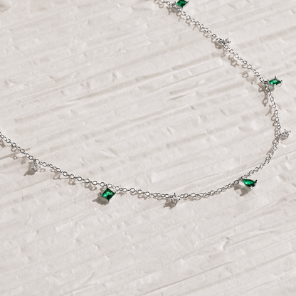 Emerald Diamond Station Necklace
