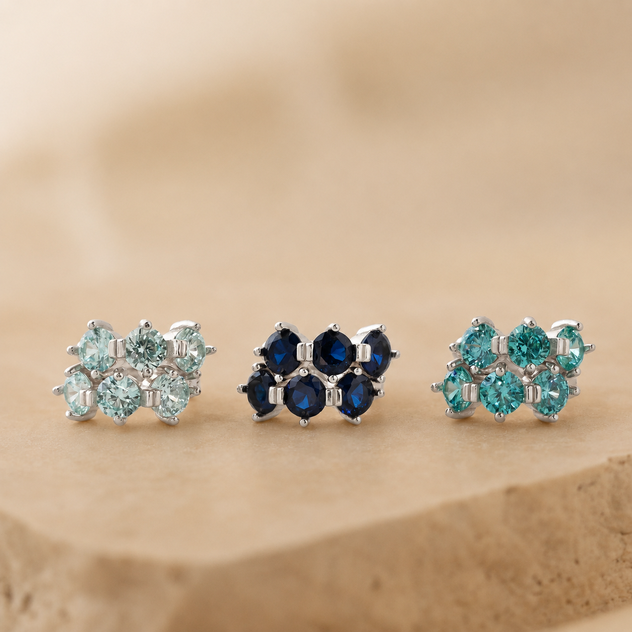 Triple Opal Birthstone Huggies