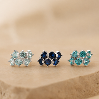 Triple Opal Birthstone Huggies