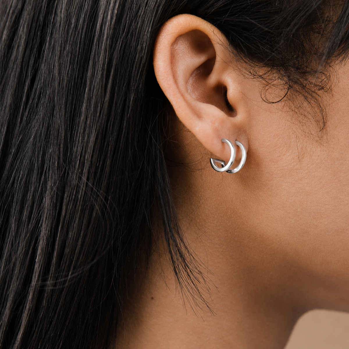 Twin Hoops in white gold 