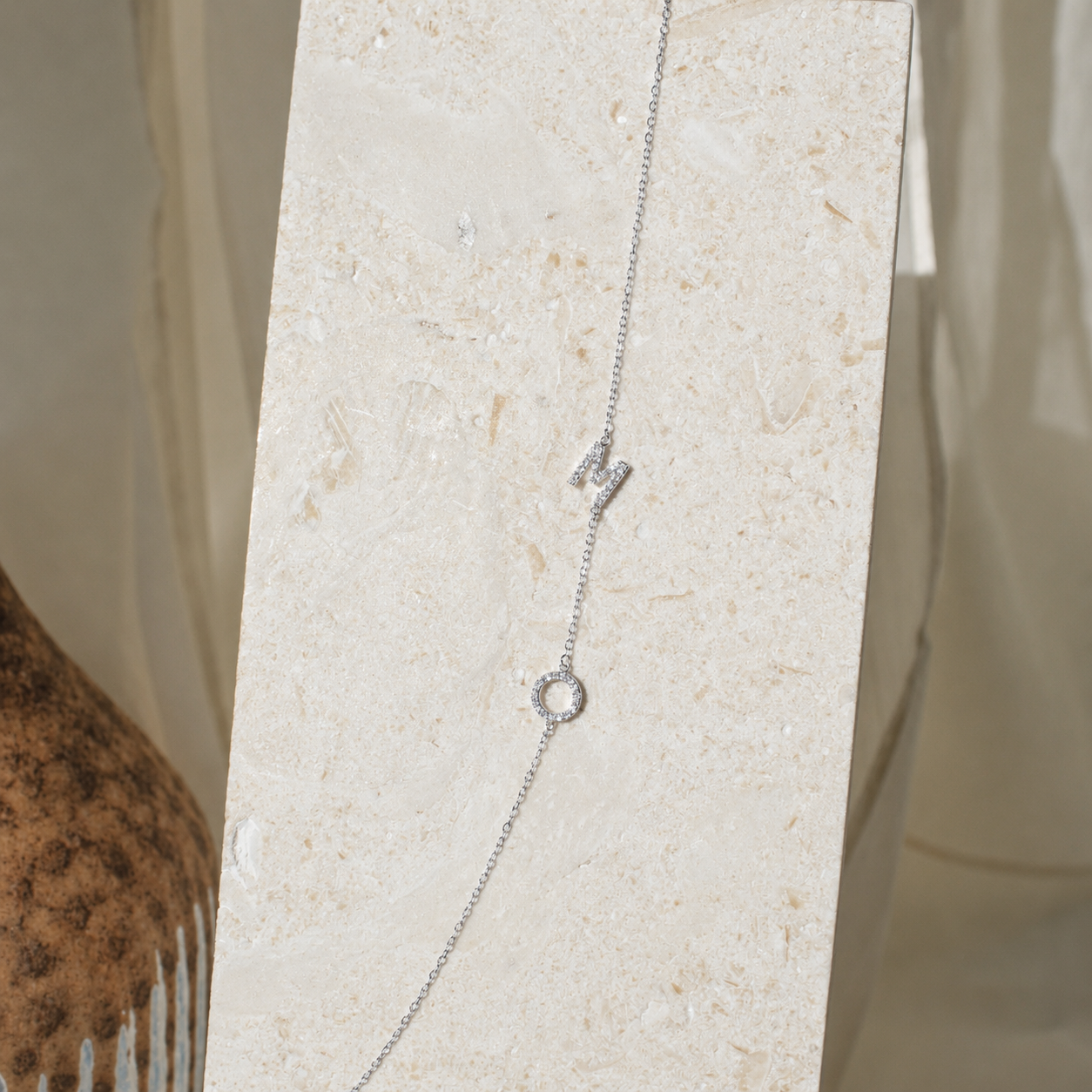 Pave Sideways Initial Necklace