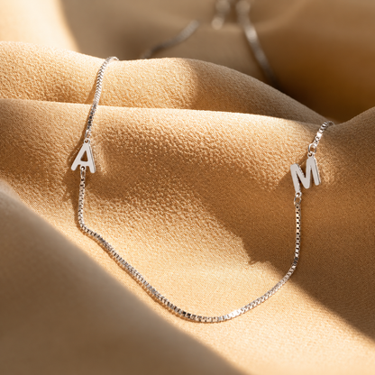 Duo Initial Necklace in Box Chain