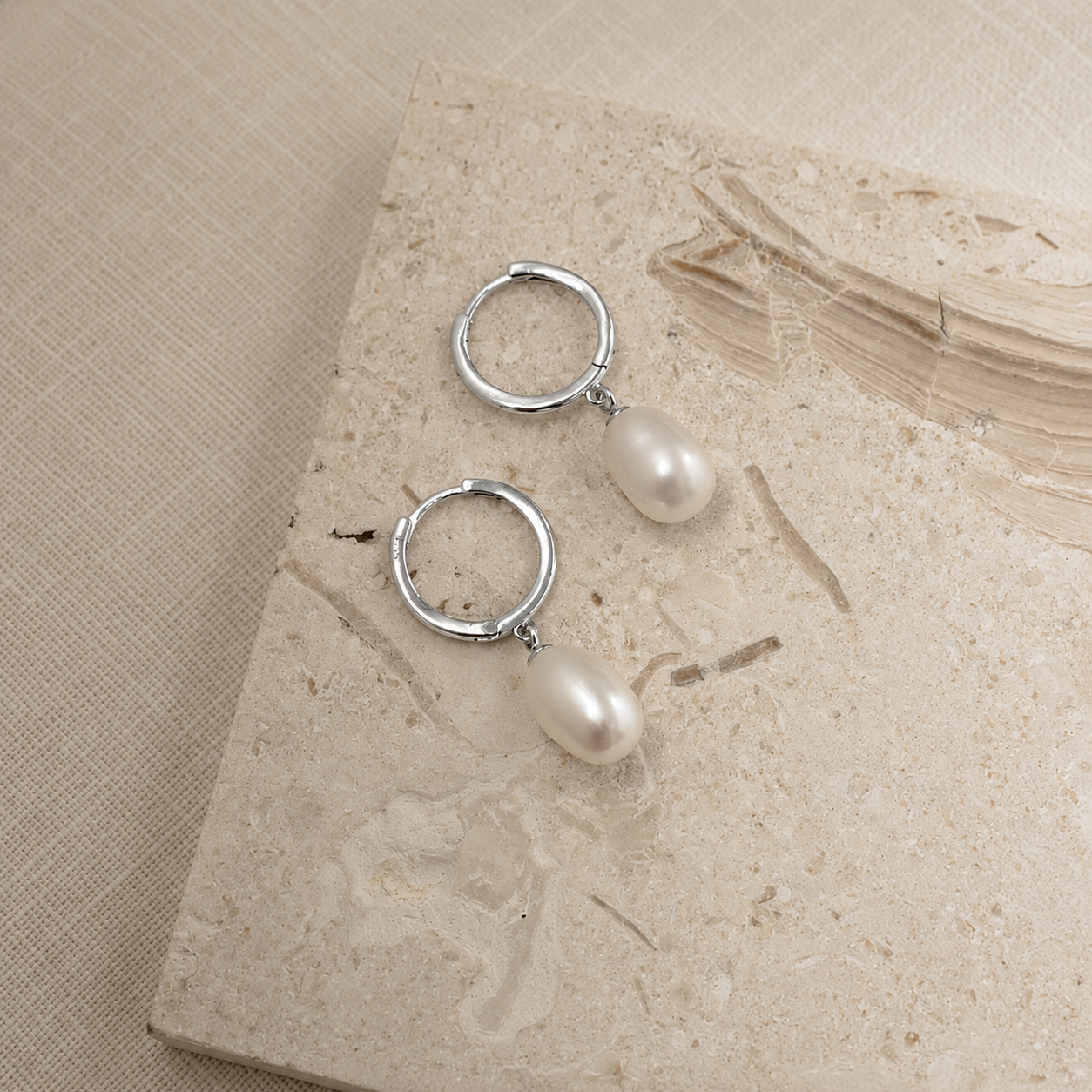 Maggie Pearl Drop Hoops