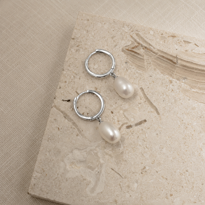 Maggie Pearl Drop Hoops