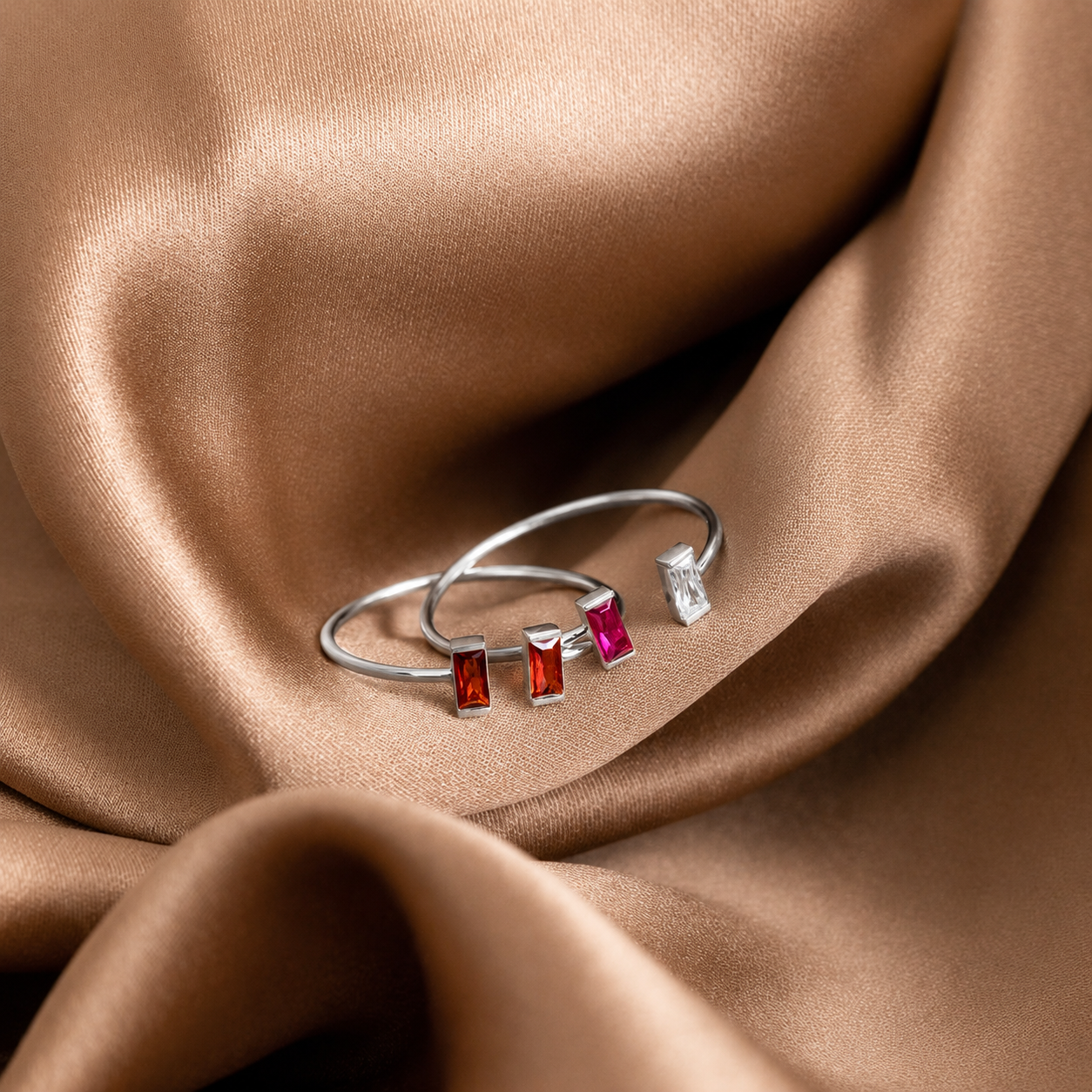 Custom Duo Vertical Baguette Birthstone Ring