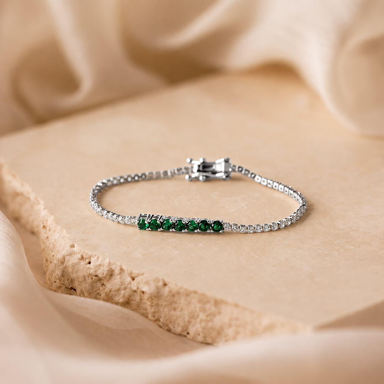 Emerald Diamond Tennis Bracelet