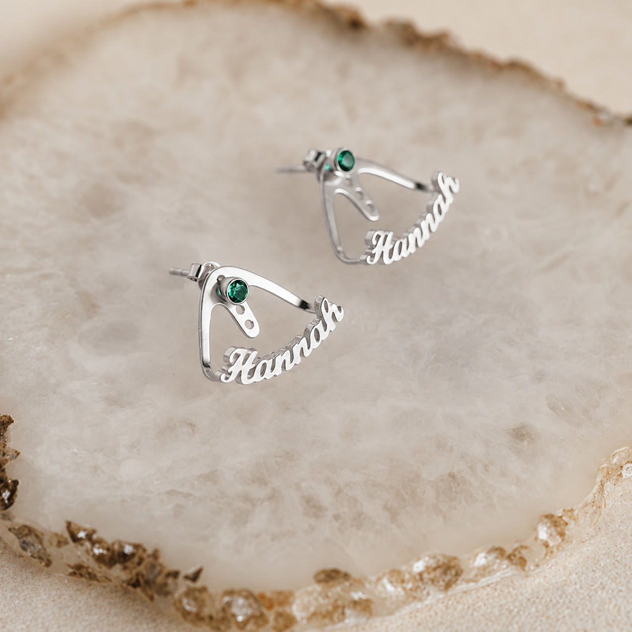 Personalized Birthstone Name Wrap-around Earrings