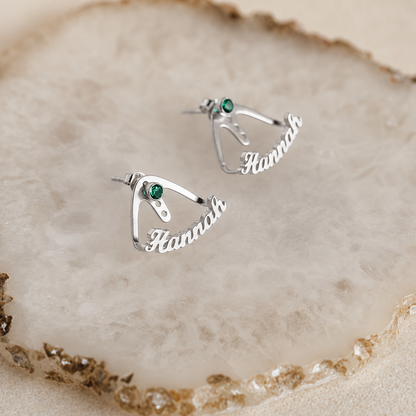 Personalized Birthstone Name Wrap-around Earrings