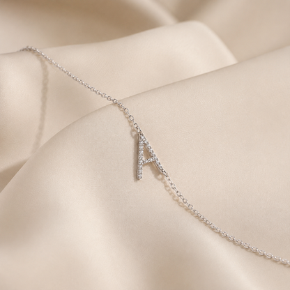 Mini Pave Sideways Initial Necklace