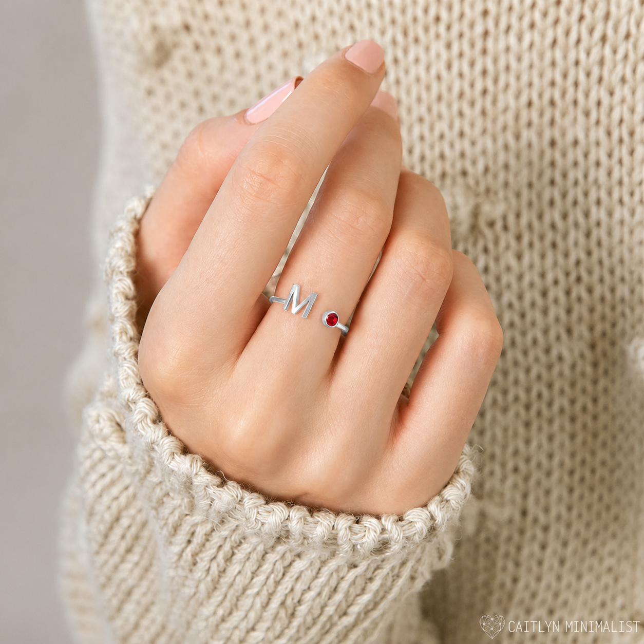 Alex Initial Birthstone Ring