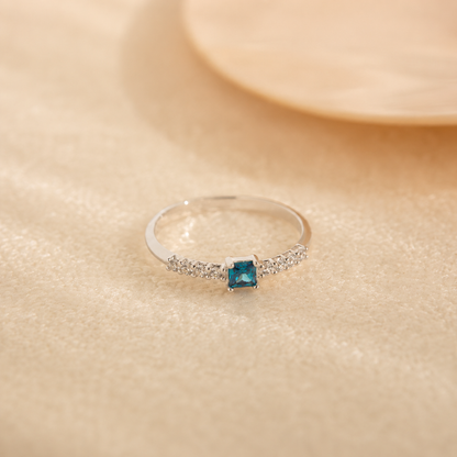 Regal Radiance: The Pave Princess Birthstone Ring
