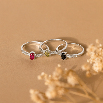 Eternal Elegance: The Pave Oval Birthstone Ring