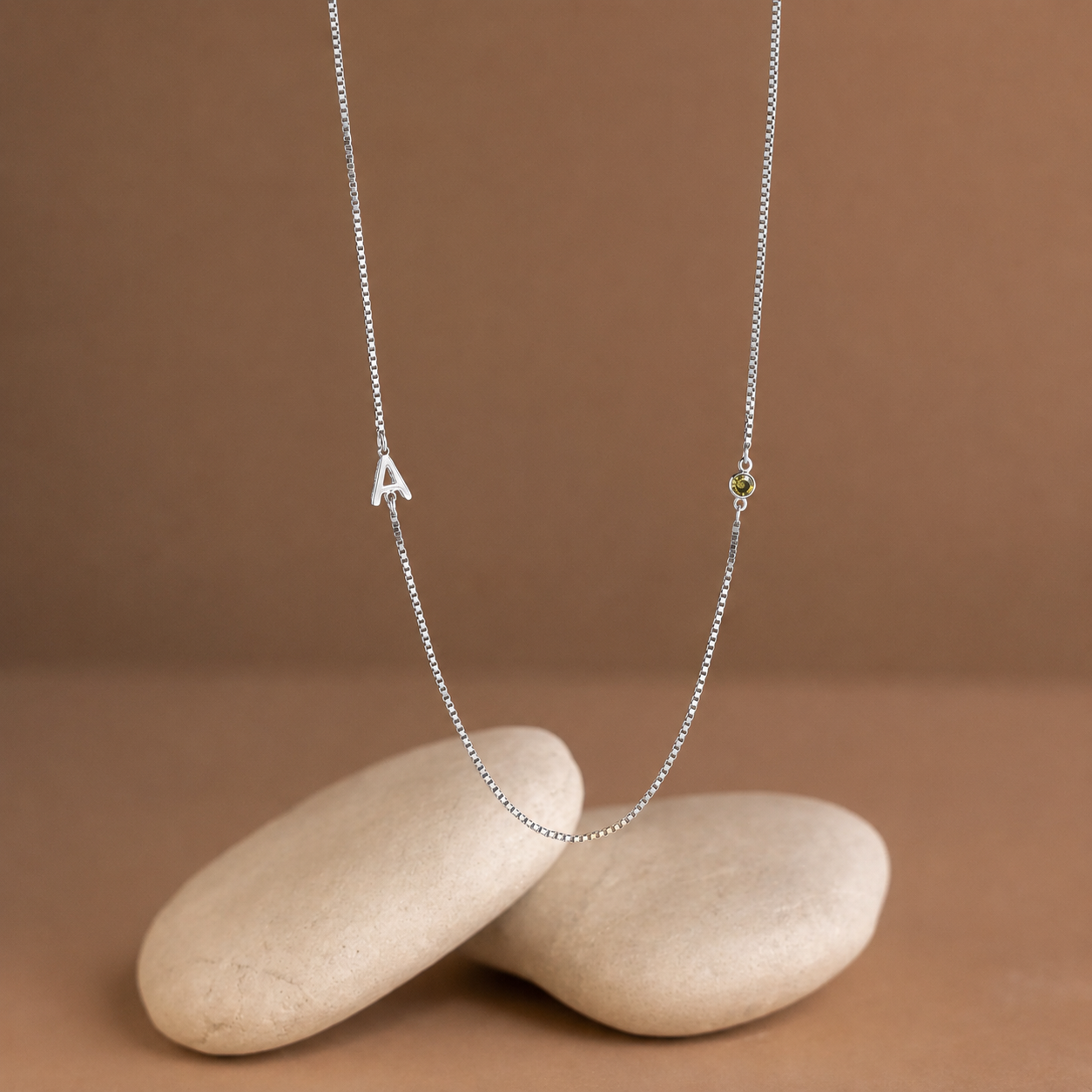 Birthstone Initial Necklace