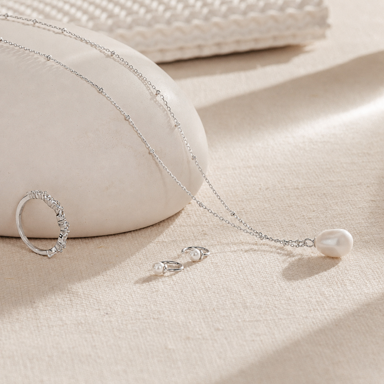 Pearl Station Pendant Necklace