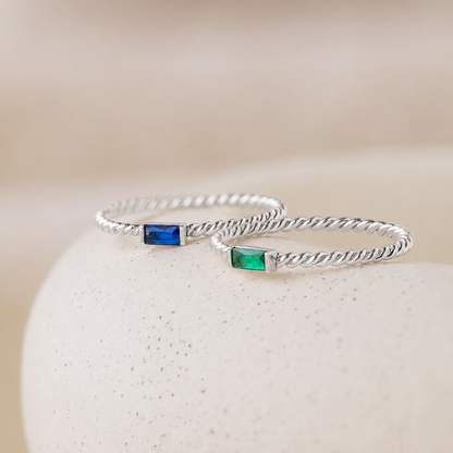 Twist Baguette Birthstone Ring