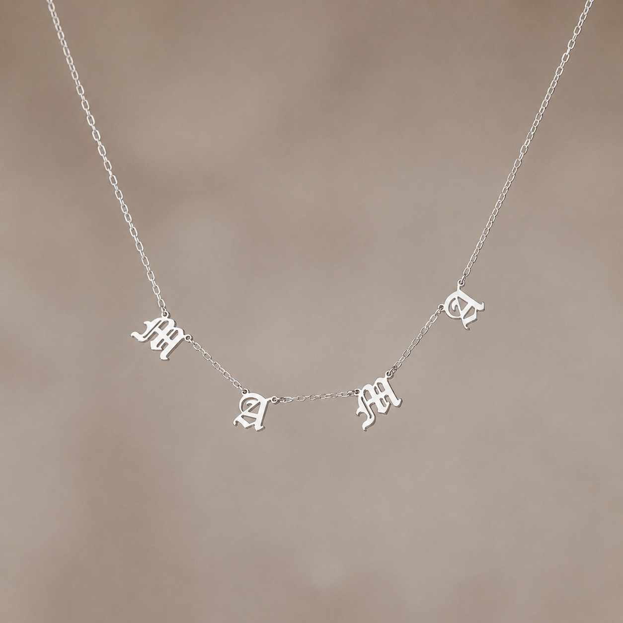 Old English Letter Name Necklace