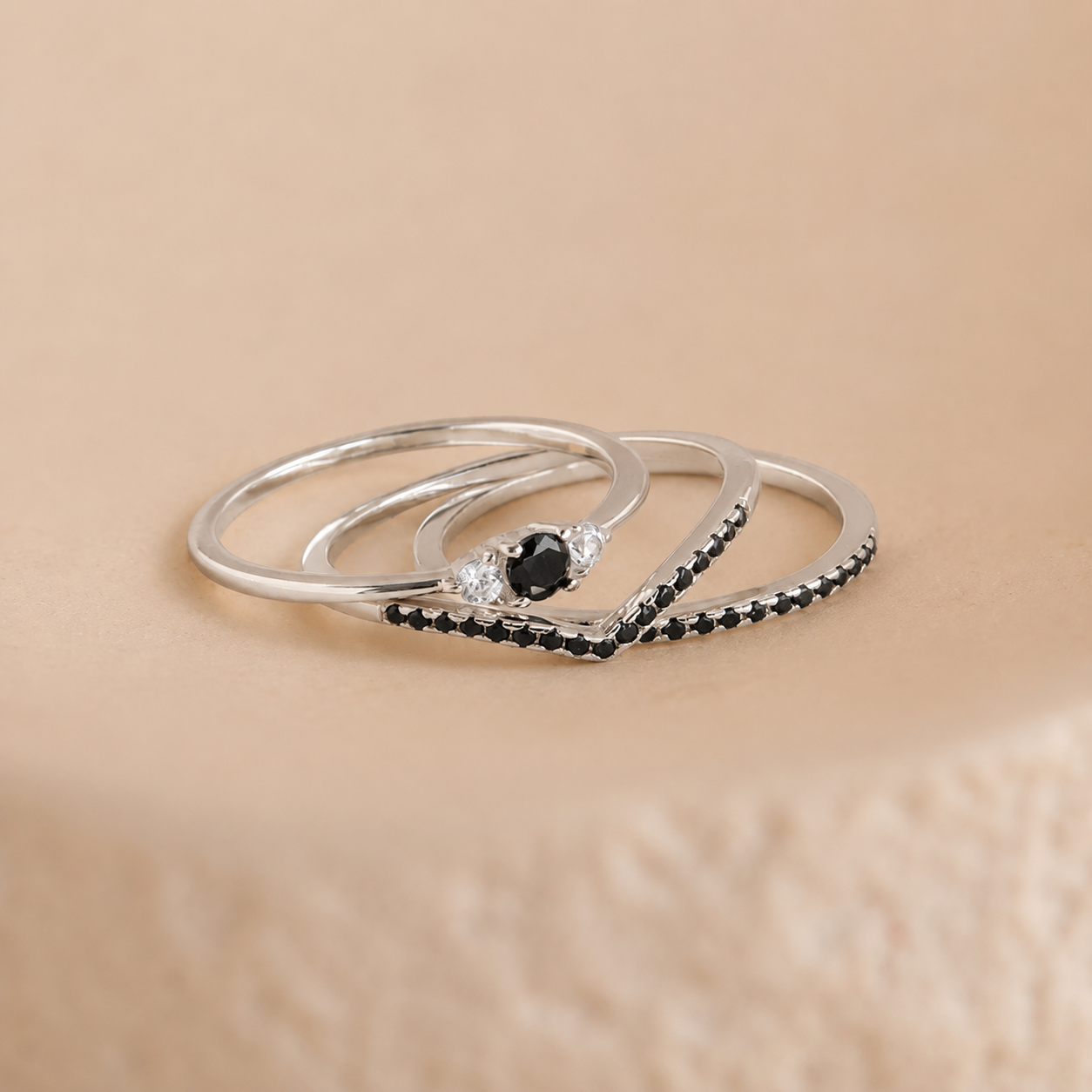 Set of 3 Black Diamond Rings Collection