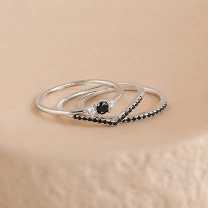 Set of 3 Black Diamond Rings Collection