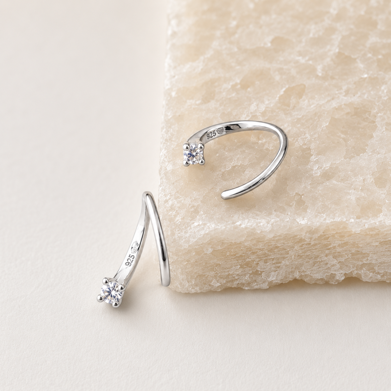 Jady Wire Diamond Hoops
