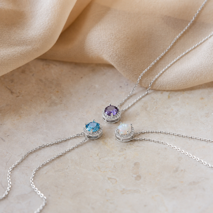 Halo Birthstone Necklace